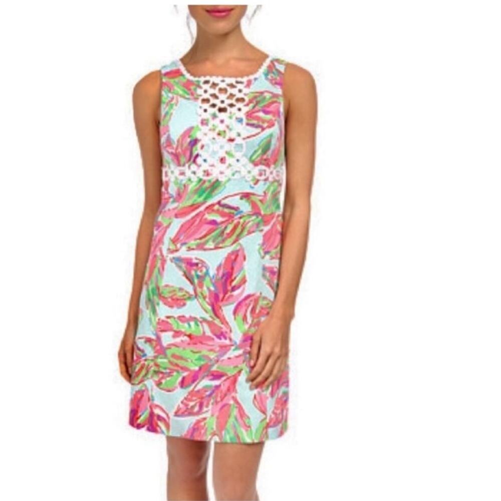 Lilly Pulitzer Rosie Shift Dress In The Vias Print 100% Cotton Sleeveless Size 0